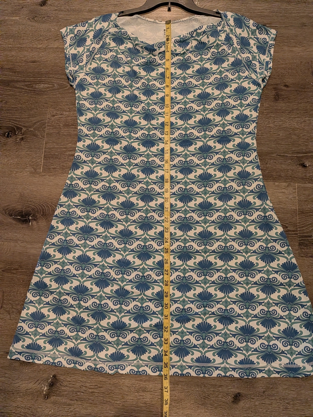 Title Nine Blue & White Printed Cowl-Neck Midi Dress - Picture 6 of 7
